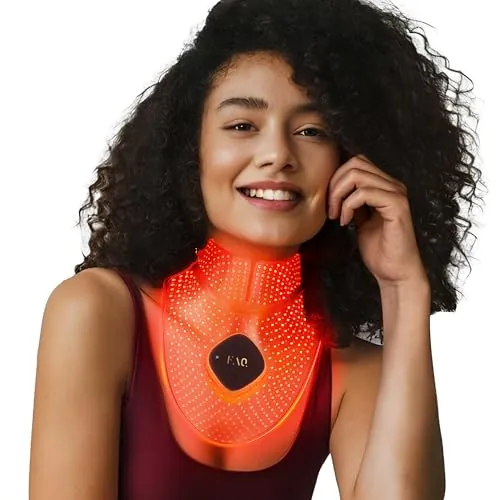 FAQ 211 Máscara antiedad de silicona para cuello y escote con 7 luces LED + NIR - Skincare para líneas de expresión y arrugas - Dispositivo inalámbrico y ligero - Ajuste flexible y cobertura total