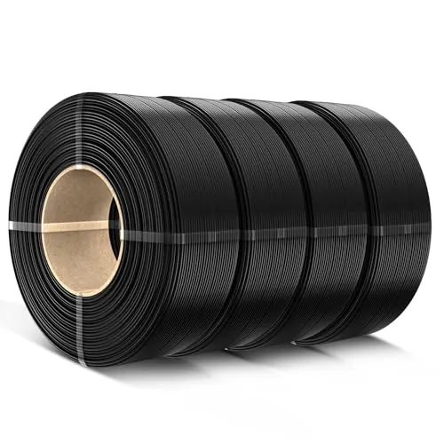 SUNLU PLA filamento Recarga 1,75mm 4kg, para impresoras 3D Bambu Lab SUNLU PLA de 3.ª generación, bobinas reutilizables, 1kg/bobina, paquete de 4, 4 Negro