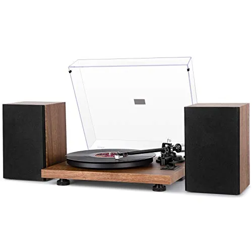 1 BY ONE Tocadiscos de Vinilo Bluetooth con Altavoces de Estantería de 36W