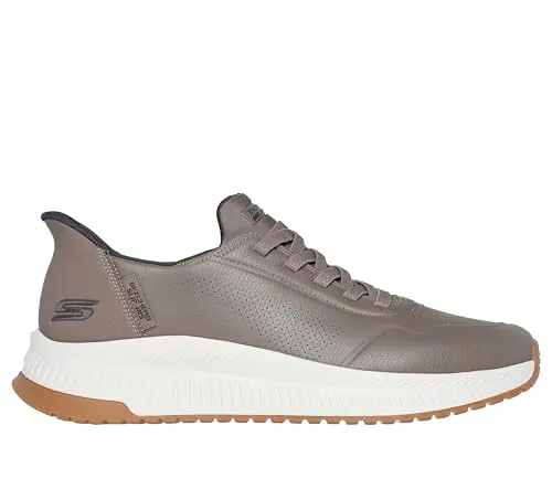 Skechers Hombre BOBS SQUAD 4 DIRECT STEP Slip-Ins, Taupe Pu, 44 EU