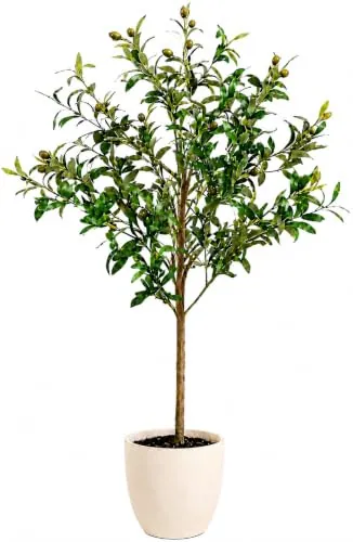 edihome, Planta Artificial Grande, Olivo 120 cm – Decorativas, Árbol, Decoración Hogar, para Interior, Oficina, Hoteles, Eventos, Planta Artificial Realista con Detalles Mediterráneos (Olivo, 120)