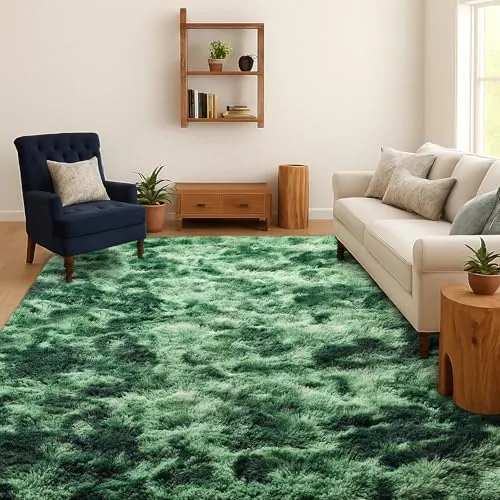 SOANNY Alfombra Salón Pelo Largo Shaggy Lavable 240x300 cm, Verde