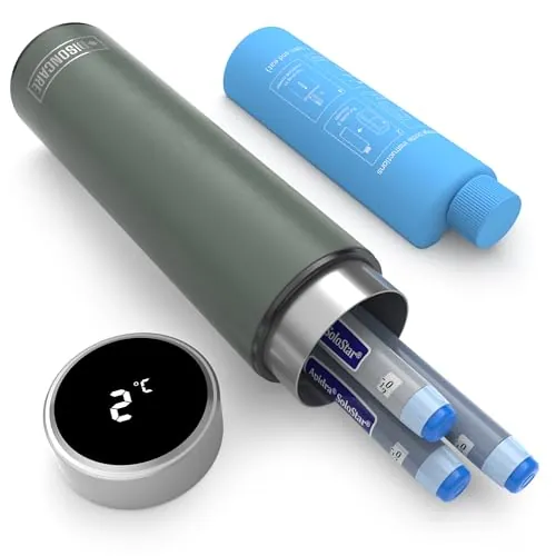 DISONCARE 60H Smart Nevera Portatil Insulina Viaje Temp-display,Estuche Isotermica Medicamentos Para Diabetes,Enfriamiento Con 2 Enfriadory y QR Alerta MéDica(Verde)