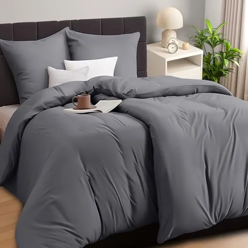 Utopia Bedding Funda Nordica Cama 90 - Microfibra y 2 Juego de Funda de Edredon 135x200 cm y 2 Funda de Almohada 80x80 cm (Gris)