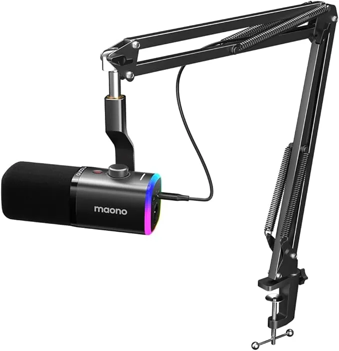 MAONO Micrófono dinámico para Juegos: micrófono dinámico USB XLR para computadora con Software-RGB para PC, Kit de micrófono para Gamer-Podcast, para Estudio de grabación de Streaming