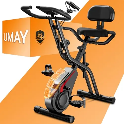 UMAY Bicicleta estática plegable, 5 en 1Bicicleta spinning profesional con Resistencia Magnética de 16 Niveles, Bicicleta estatica plegable para el hogar Bici de Sala con Asiento Cómodo, Máx 136 kg