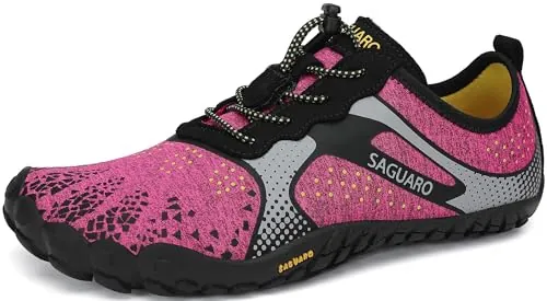 SAGUARO Hombre Mujer Minimalistas Zapatillas de Trail Running Ligeras y Respirable Zapatos Descalzos Gym Playa Calzado de Deportes Acuaticos para Correr Senderismo, Rosa 42 EU