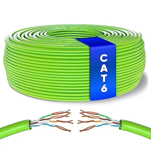 Mr. Tronic Granel Cable Ethernet Cat 6 De 50m, Bulk Cable de Red LAN Para Internet Rápida & Fiable - AWG24 Cat6 a Granel, 1 Gbps Internet 250 MHz UTP CCA (50 Metros, Verde)