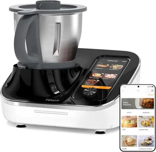 TOKIT C2 AI Omni Cook Robot Procesador De Alimentos 21 En 1 Pantalla Táctil De 7'' Incorporada Recetas Guiadas Prelimpiador, Picador, Exprimidor, Batidora, Mezclador, Pesador