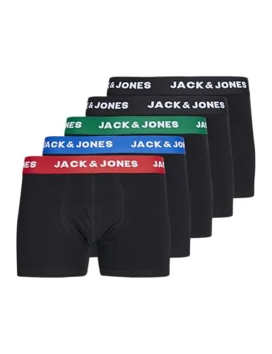 Jack&Jones Junior JACHUEY Trunks 5 Pack Noos JNR, Bóxer Niños, Electric Blue Lemonade/Pack:Black & Black & Black & Black,