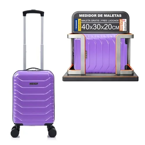 RAYKONG Maleta de Cabina ABS 40x30x20(24L)|Capacidad Maxima| Equipaje de Mano con Ruedas Desmontables para Ryanair | Vueling | EasyJet - Morada