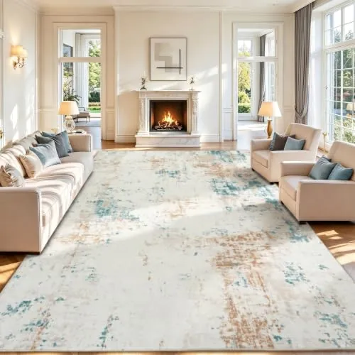 Homcomodar Alfombra Salon Beige 160x230cm Antideslizante Alfombras Lavables en Lavadora Alfombra Habitacion Dormitorio Comedor Modernas Tapete Quarto Pelo Corto