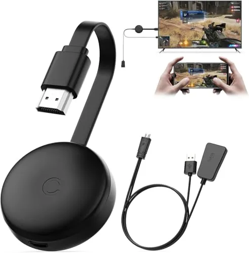 Miracast Wireless HDMI Dongle Adapter, Receptor Screen Mirroring para iOS/Android/Windows/macOS/Laptop/Tablet a TV/Monitor/Proyector, HDMI Extender Compatible con AirPlay, Miracast, DLNA