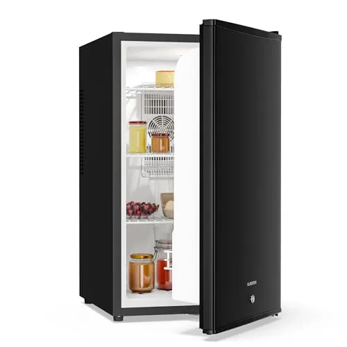 Klarstein Minifrigorífico - 68L, con puerta de cristal, para bebidas y aperitivos, pequeño y silencioso, Estantes regulables, Cerradura, Bisagra de puerta intercambiable, Pies regulables en altura