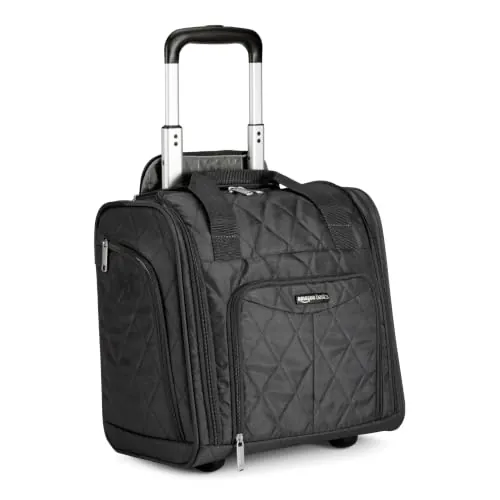 Amazon Basics Equipaje para Llevar debajo del Asiento, Acolchado en Color Negro, 35.3cm x 25.2cm x 38.5cm