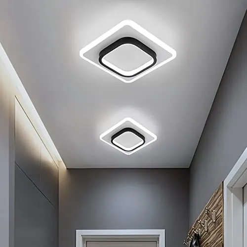 DELIPOP Lámpara de Techo LED, 21W 2350LM Moderna Cuadrada Plafón 6500K | Luz de Techo LED Dormitorio Acrílico para Cocina Sala de Estar Pasillo Comedor Balcón, 24cm