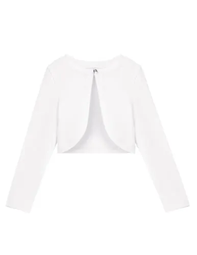 Arshiner Cárdigan para Niña Festivo Blanco Bolero de Algodón Chaqueta de Comunión con Botón de Diamante 12-13 años