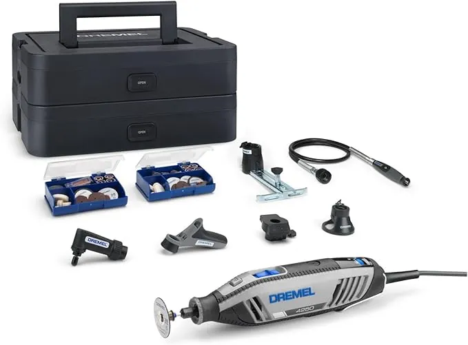 Dremel 4250 Multiherramienta 175W, Velocidad 5.000–35.000RPM, Kit Multiherramienta con 6 Complementos, 1 maletín Platinum BOX, 128 accesorios