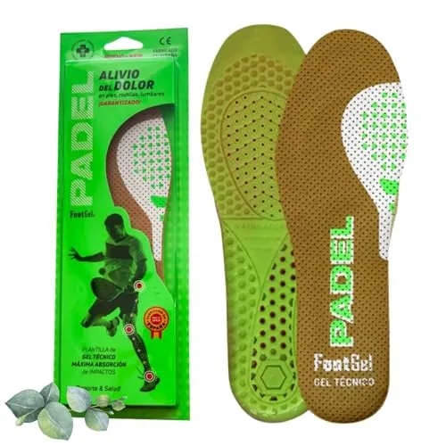 Footgel - Plantillas Padel | Plantillas Gel Deportivas Hombre/Mujer Transpirables, Cómodas | Estabilizadoras, Previenen Lesiones, Dolores en Pies, Rodillas y Lumbares | Tallas 43 a 47