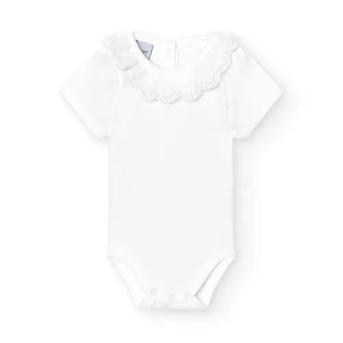 BABIDU Body Bebé Manga Corta Algodón 100%, Body Bebé Recien Nacido Con Cuello Volante Bolillo, Tejido Transpirable Suave y Hipoalergénico Piel Sensible, Ropa Bebé Niño y Niña Unisex, Basicos Verano