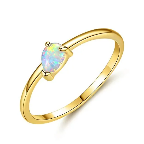 VIKI LYNN - Anillo de ópalo para mujer, de plata de ley 925, con ópalo artificial, anillo para mujer, regalo de cumpleaños, moda, talla 54