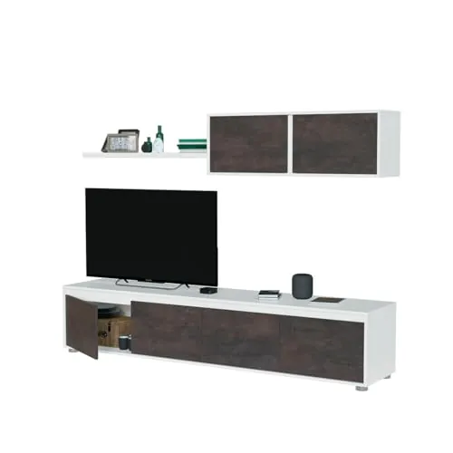 Habitdesign Mueble de Salon Alida, Blanco Artik y Oxido