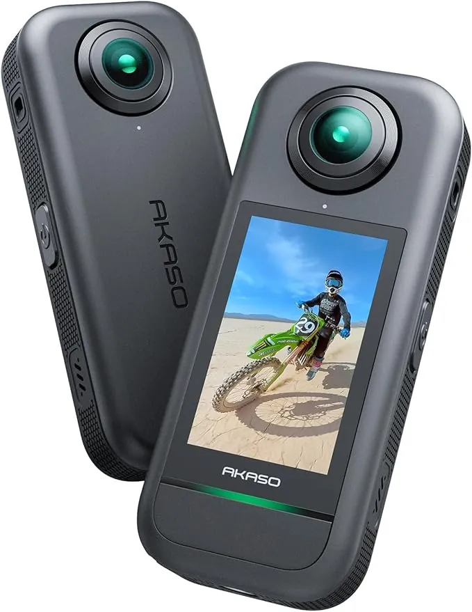 AKASO 360 Cámara de acción 360, Sensor de 1/2", 5.7K 360, Fotos 72MP, Pantalla táctil de 2.29" Cámara Deportiva 360, Estabilización, para Deportes