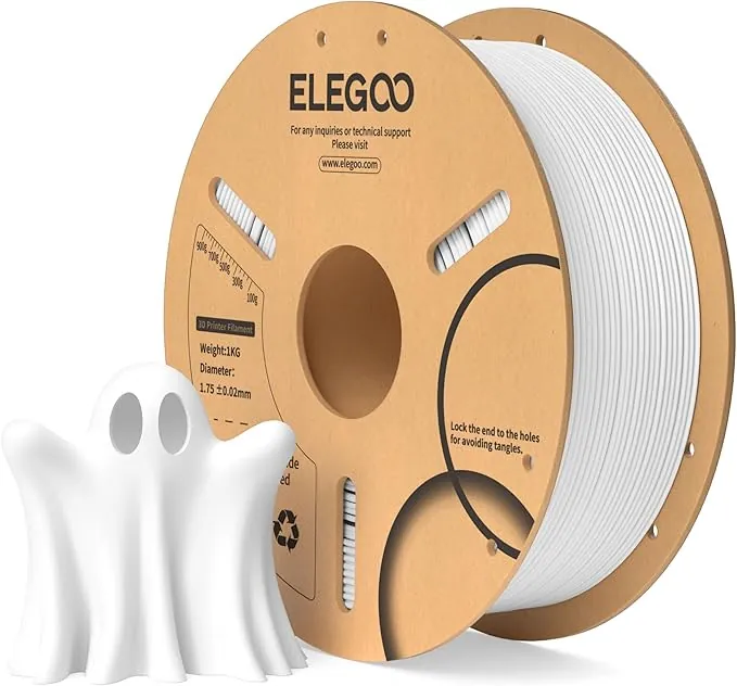 ELEGOO Filamento PLA 1.75 1KG Blanco, Filamento para Impresora 3D, Precisión Dimensional +/- 0.02mm, Carrete Filamento 3D,para Mayoría Impresoras 3D