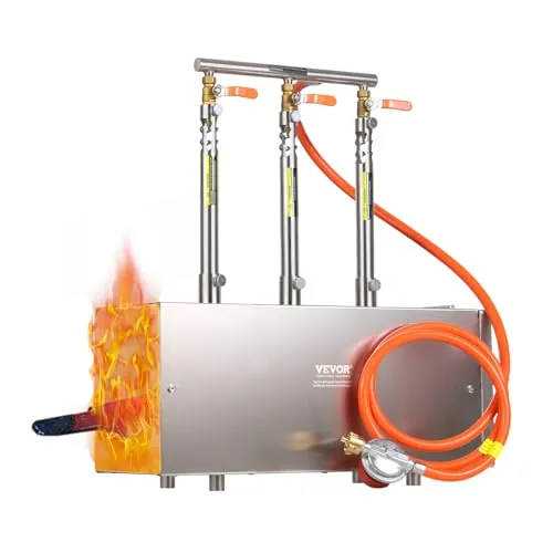 VEVOR Fragua de Gas Propano Portátil, de Forma Cuadrada, con 3 Quemadores, 1427 °C, de Acero Inoxidable 201 Resistente a la Corrosión, Horno de Fusión para Forja de Metales, 510 x 190 x 540 mm
