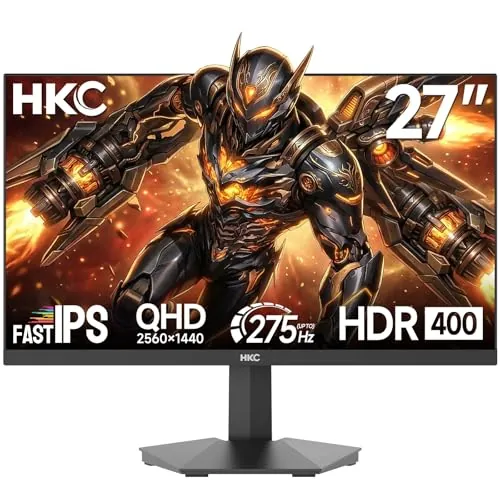 HKC Monitor Gaming 27 Pulgadas QHD Fast IPS 260Hz(OC 275Hz), 1 ms | HDR400, 95% DCI-P3, Adaptive Sync, 2× HDMI 2.0, DisplayPort 1.4, VESA 100×100, Tecnología Eye-Care