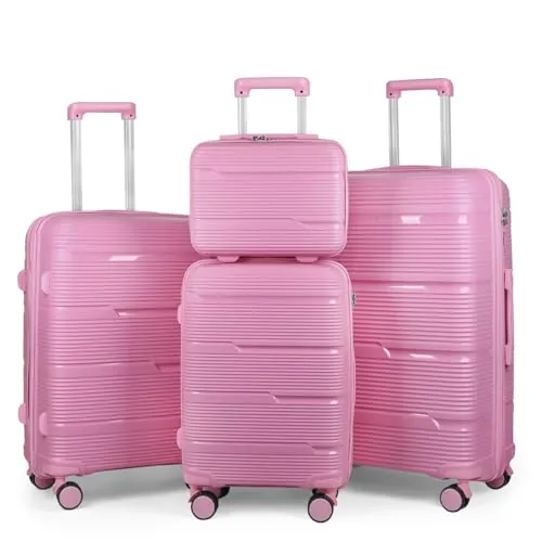 MERCURY TEXTIL- Juego de 4 Maletas de Viaje (Rosa)
