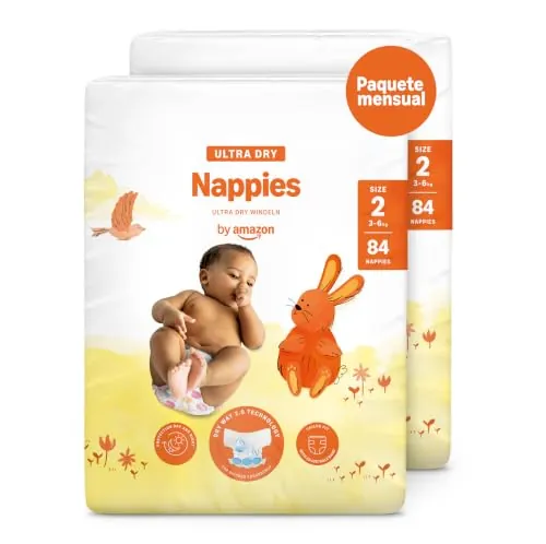 By Amazon Pañales Ultrasecos, Talla 2 (de 3 a 6kg), 168 Unidades (2 Paquetes de 84)