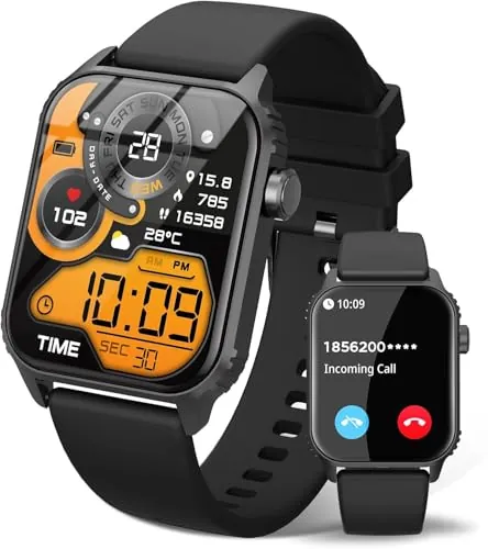 TRAUSI Relojes Inteligentes para Mujeres Hombres, Reloj Inteligente HD de 1,83" con 120 Modos Deportivos, IP67 Impermeable, Llamada Bluetooth y Control de música; Monitor de frecuencia (Negro)