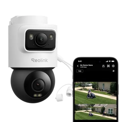 Reolink Cámara de Seguridad PoE para Exteriores de Doble Lente, OMVI 2i PoE | cámara bullet y PT de 5MP+5MP con SyncTrack, detección inteligente IA, audio bidireccional, resistencia a la intemperie IP66