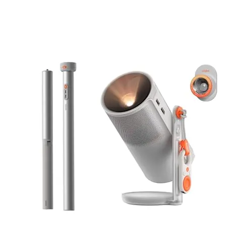 XGIMI MoGo 4 Proyector Portátil con Soporte PowerBase, Autonomía de 5h, Google TV con Netflix Oficial, Soporte 360°, 450 Lúmenes ISO, Altavoces Harman Kardon de 12 W