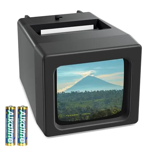 DigitPro Visor de diapositivas de 35 mm para diapositivas antiguas, proyector de diapositivas de aumento 2X para diapositivas de 35 mm, funciona con pilas (2 pilas AAA incluidas)