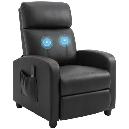 HOMCOM Sillón de Masaje Reclinable Mando a Distancia 68x88x98cm Negro