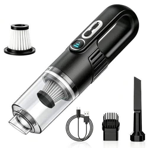 Lerobo Aspiradora de Mano, Sin Cuerda Aspirador Coche, mini aspiradora | 36000 Pa Aspiradora inalámbrica portátil, filtro HEPA lavable para coche, casa, oficina, pelo de mascotas.