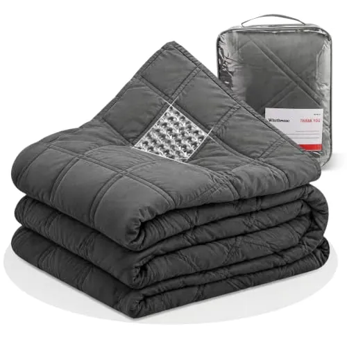 Winthome Manta con Peso para Adultos 6kg 135x200cm, Suave y Cómodo | Manta de Gravedad Transpirable con Perlas de Vidrio para Dormir Mejor, Aliviar Ansiedad y Estrés (Gris)