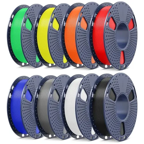 SUNLU 250G*8 PLA+2.0 Filamento Paquete, 250G por Carrete, 8 Rollos | Negro+Blanco+Gris+Rojo+Azul Klein+Amarillo+Verde+Naranja Soleado