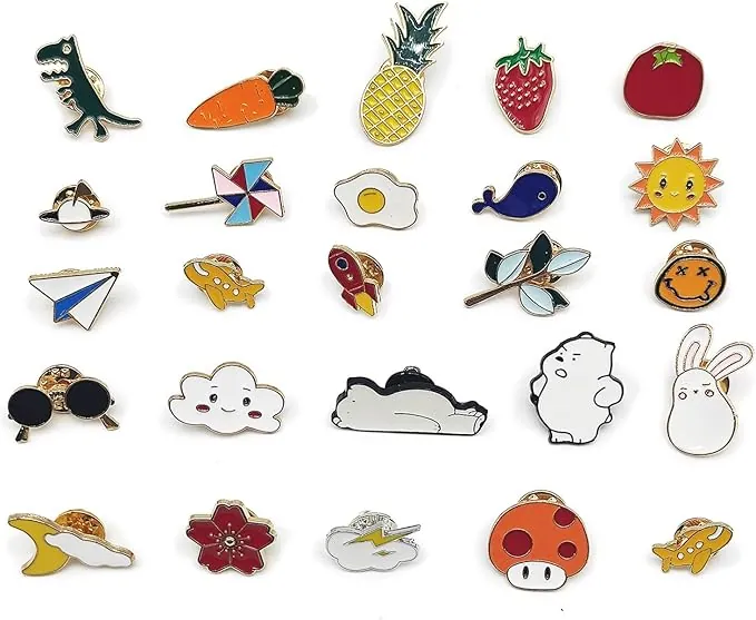 SKHAOVS 25 Piezas Color Broche de Dibujos Animados, Solapa, Lindo Esmalte Pin Alfiler, Metal Insignias para Ropa, Sombreros, Mochilas (Multi)