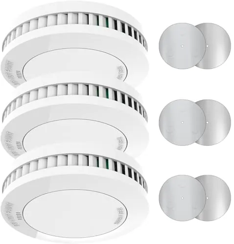 XINDUM Detectores de Humo Mini 3 Pieza, con 10 años de batería/garantía, Detector de Humo Certificado por CE, sin Parpadeo, Blanco