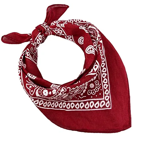 JOPHY & CO. 100% algodón BANDANA SET 3/5/10 para Mujeres Hombres Niños Unisex Único y/o Paisley Pattern COD. A644 (Paisley, Bordeaux, Set 1 pz)