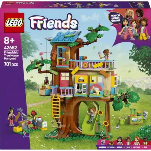 LEGO Friends Quedada en la Casa del Árbol de la Amistad 42652 | Juguetes para niñas de 8+ años, 2 figuras de animales, 4 mini muñecos, jardín y comida, regalo de cumpleaños, 701 piezas