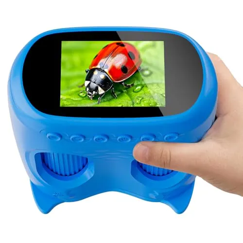 Microscopio y Telescopio 2 en 1, Temodu microscopio para niños con Pantalla IPS de 2.0'', Mini Microscopios Digitales Portátiles Recargables, Regalo para Cumpleaños Navidad/Cumpleaños (Blue)