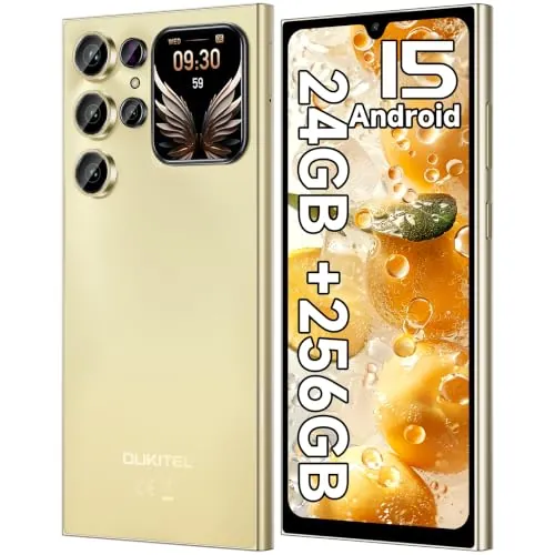 OUKITEL C62 Pro Telefono Movil 6.88" HD+ 90Hz Pantalla, 24GB+256GB/1TB, Oro