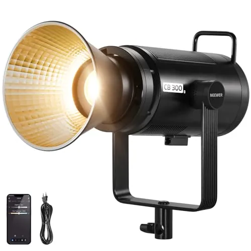 NEEWER CB300B - Lámpara LED de Estudio (320 W, con Mando a Distancia de 2,4 G/App, Totalmente metálico, COB Bi-Color, 150000 Lux/1 m, 2700 K-6500 K, CRI/TLCI97+, 12 Efectos para Retrato)