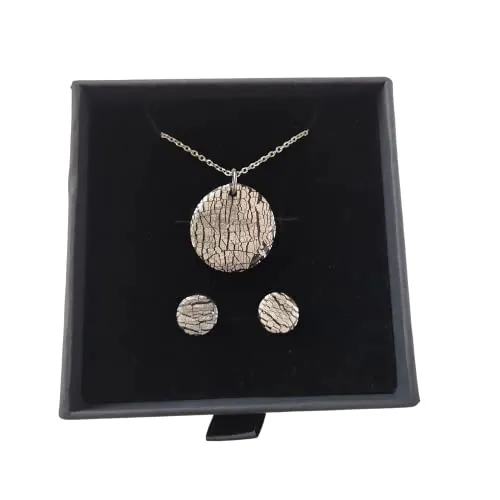 Sandra Complements | Pendientes Negros | Collar y Pendientes para mujer | Conjunto de acero en Negro, Plata y Rojo | Regalo para Mujer, Día de la Madre, Navidad | Edición Limitada (Plata)