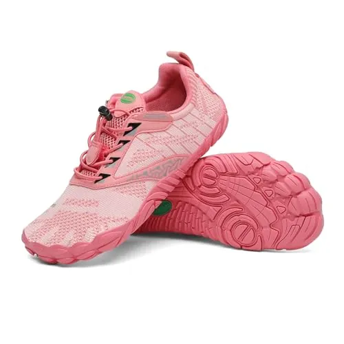 SAGUARO Mujer Hombre Zapatillas Barefoot Minimalista Respirable Calzado Minimalista Zapatillas de Trail Running Rosa Salmón,Gr.36