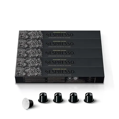 Nespresso Cápsulas de Café Ristretto Original, 200 Cápsulas para Cafetera, Tueste Intenso con Notas Afrutadas